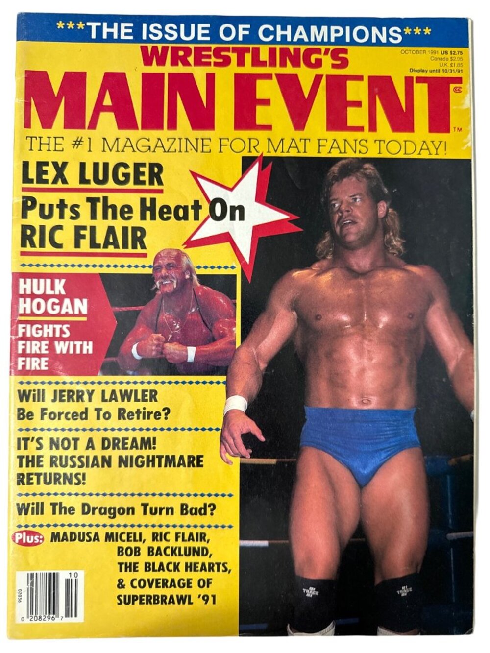Wrestlings Main Event Magazine WWF Luger Lawler Flair Madusa Miceli Oct 1991